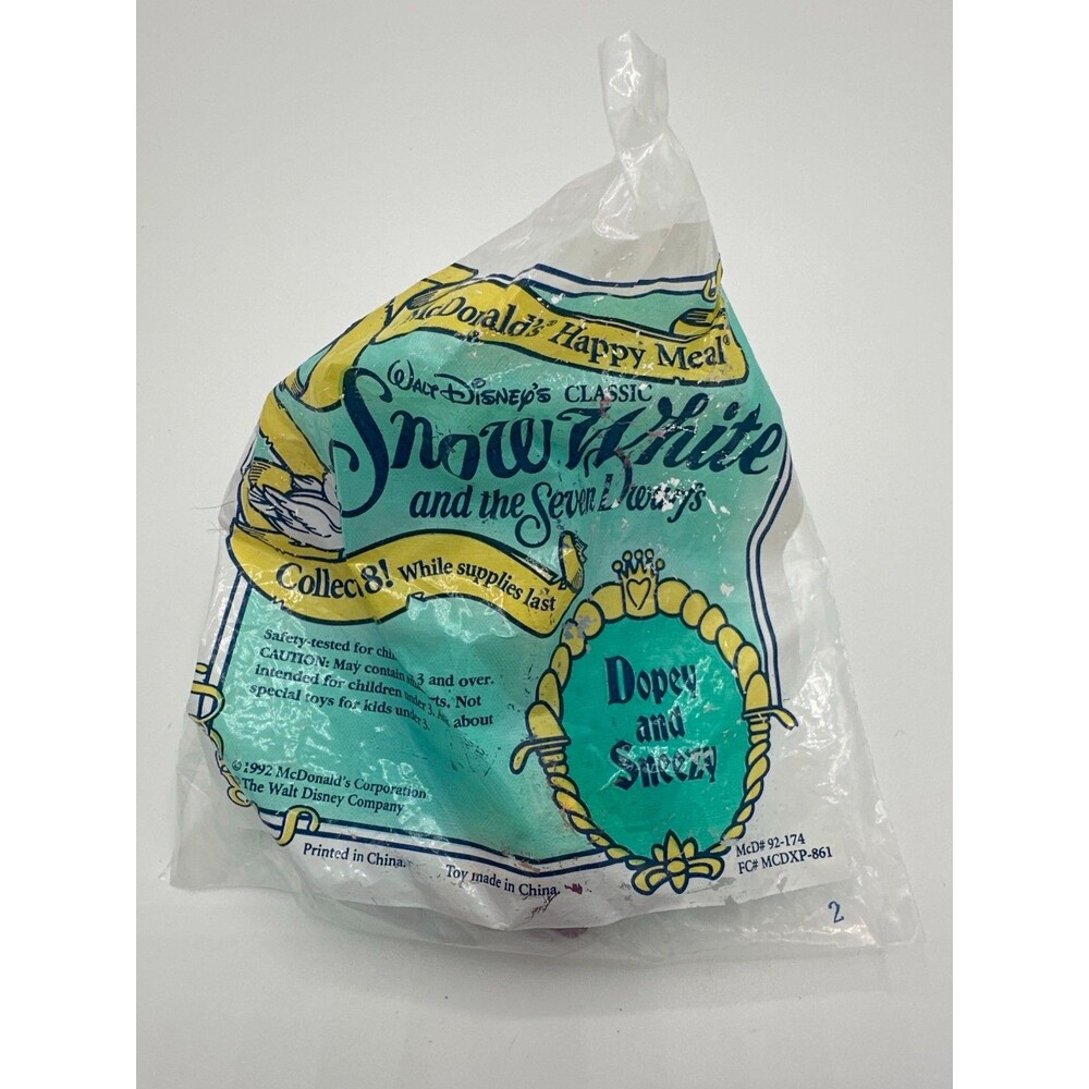 Disney 1992 McDonald's Happy Meal Toy – Dopey & Sneezy Dwarfs (Sealed)